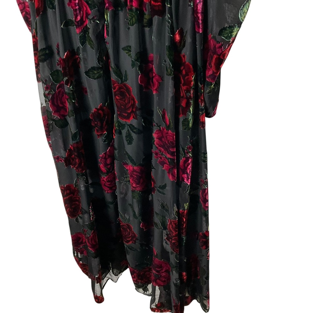 Rachel Parcell Burnout Velvet Maxi Dress V-Neck Gown Black Red Size 8 *READ FLAW - Picture 8 of 10